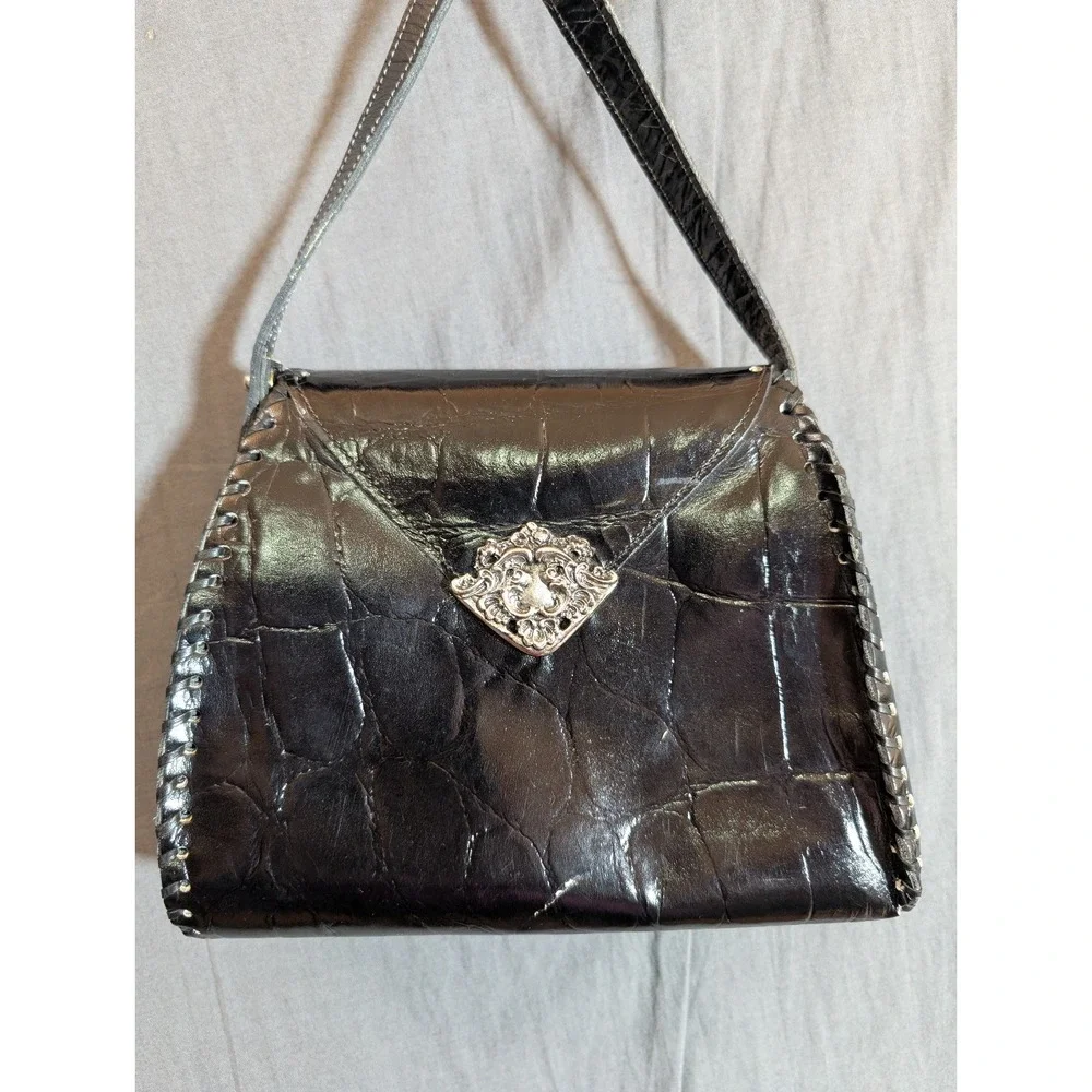 Glen Miller for Ann Turk crocodile leather Black clutch‎